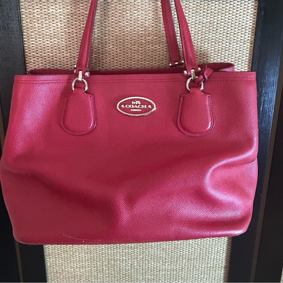 Coach Red Leather Tote Bag - Picture 3 of 9